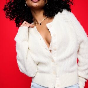 NWT Victoria’s Secret Pink Elegant Off White Women's Cardigan Sweater L